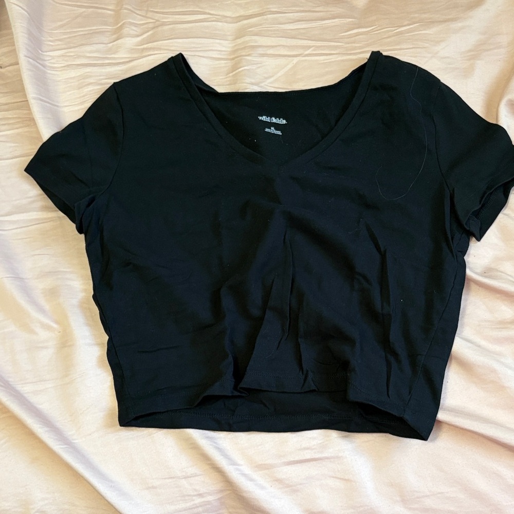Wild Fable Black V-Neck Women's Crop Top